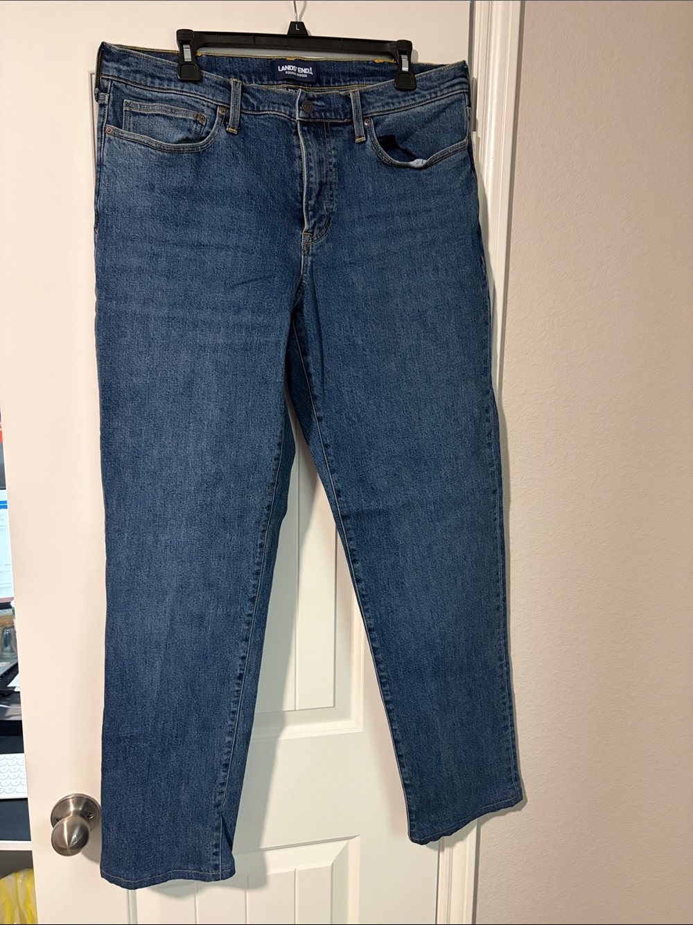 Lands' End Men's Square Rigger Jeans in Medium Blue